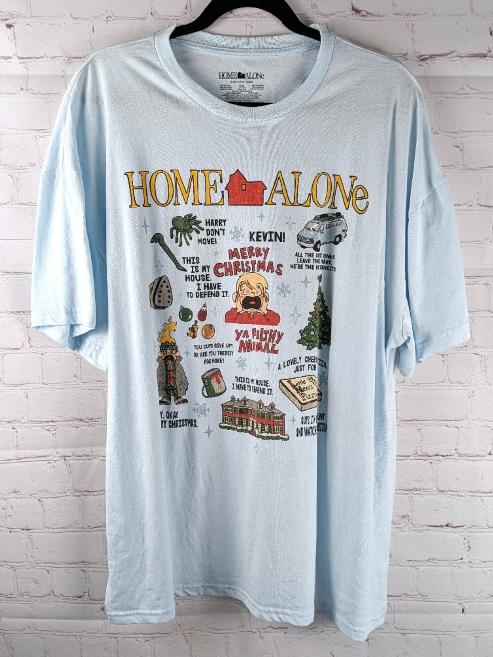 Home Alone Movie Quotes Light Blue Graphic Tee XXL